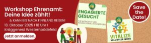 Die LEADER-Region 4 mitten im Sauerland lädt zu einem Workshop zum Thema Ehrenamt am 13. Oktober 2025 ins Kräggennest in Westernbödefeld ein.