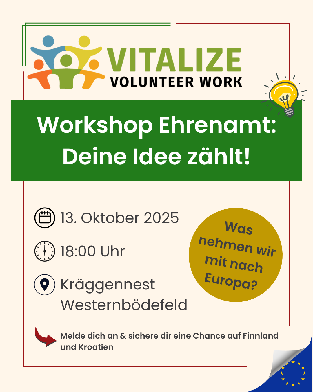 Kurzinfos zum Workshop Ehrenamt - deine Idee zählt!