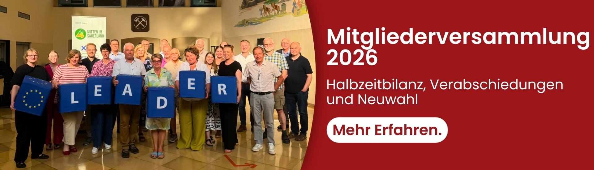 Gruppenbild Mitgliederversammlung der LAG 4 mitten im Sauerland 2026 - Halbzeitbilanz, Verabschiedungen, Neuwahl